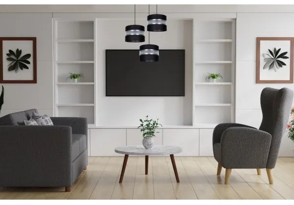 Lampadario a sospensione con filo CORAL 3xE27/60W/230V nero/cromo diametro 45 cm