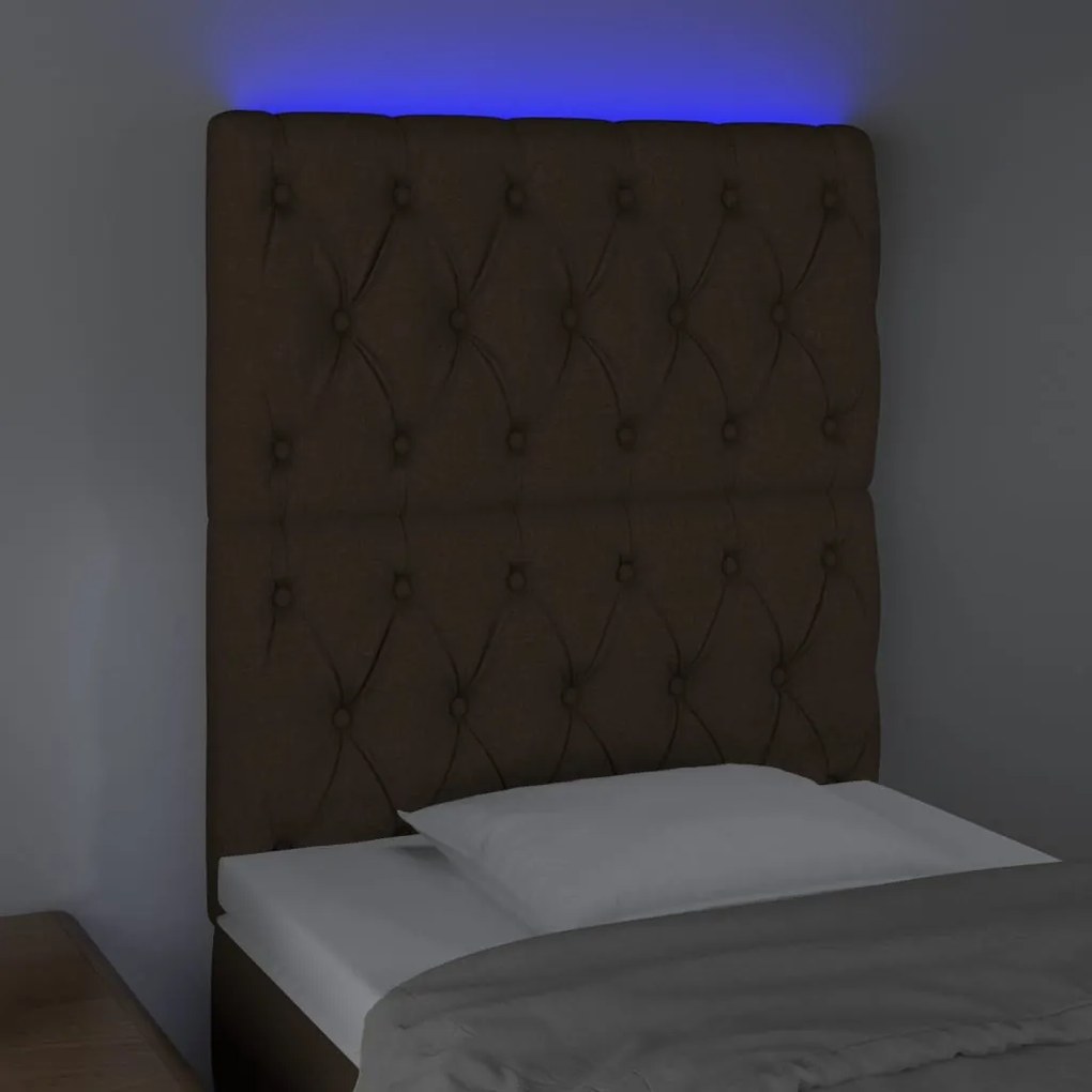 Testiera a led marrone scuro 80x7x118/128 cm in tessuto