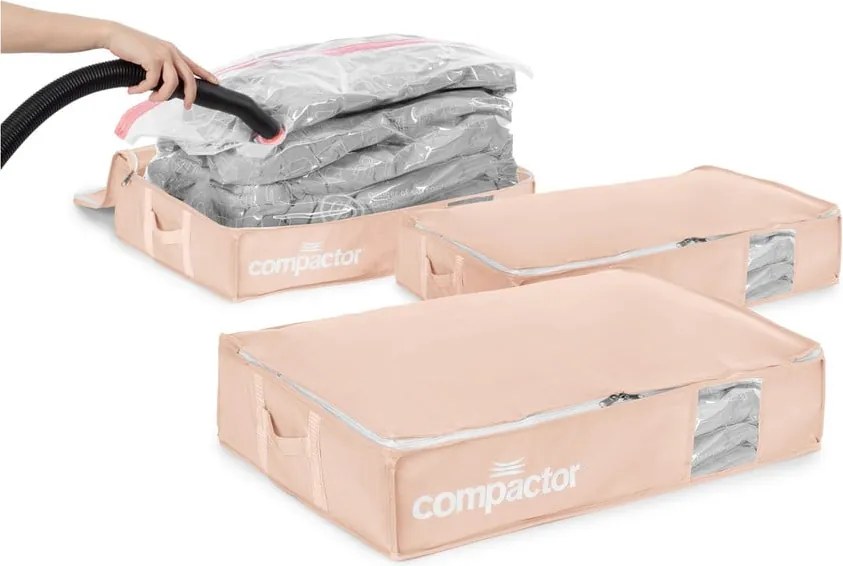 Set di organizer per sottoletto sottovuoto in plastica 3 pz 65x45x15,5 cm Pink Edition - Compactor