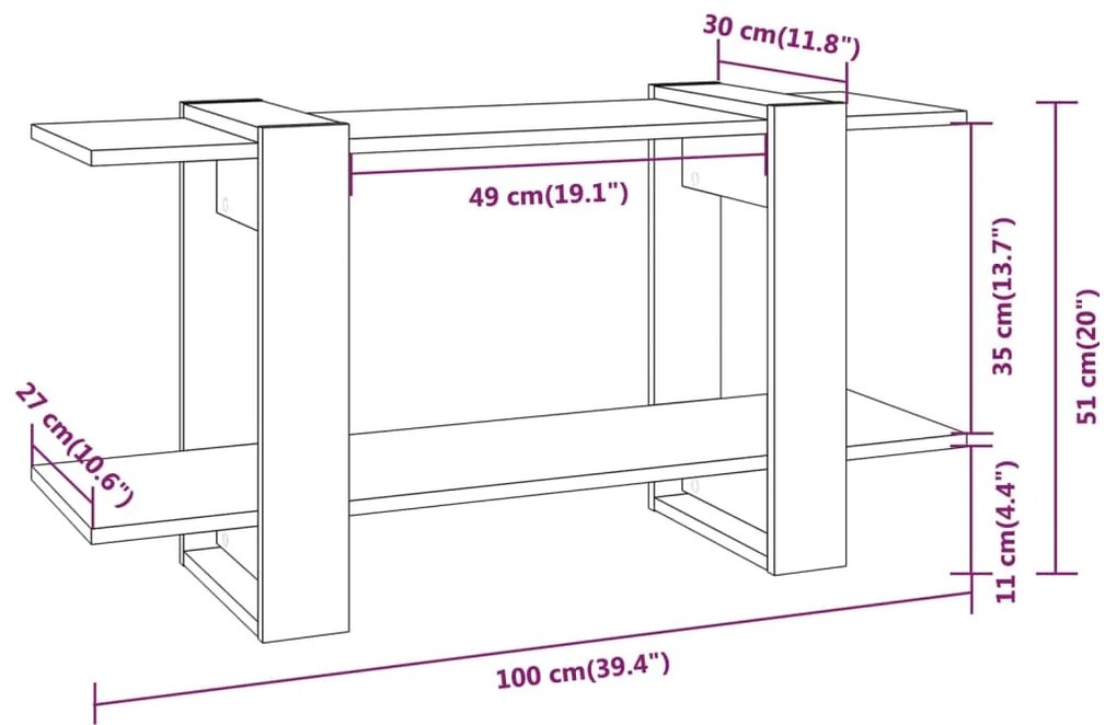 Libreria Grigio Marrone 100x30x51 cm in Legno Multistrato