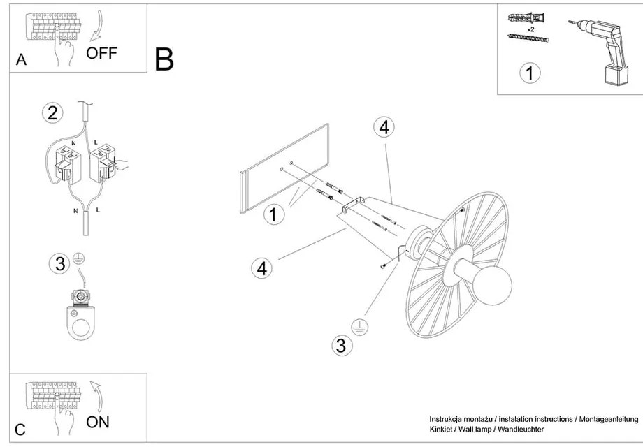 Apparecchio da soffitto nero ø 45 cm Soho - Sollux