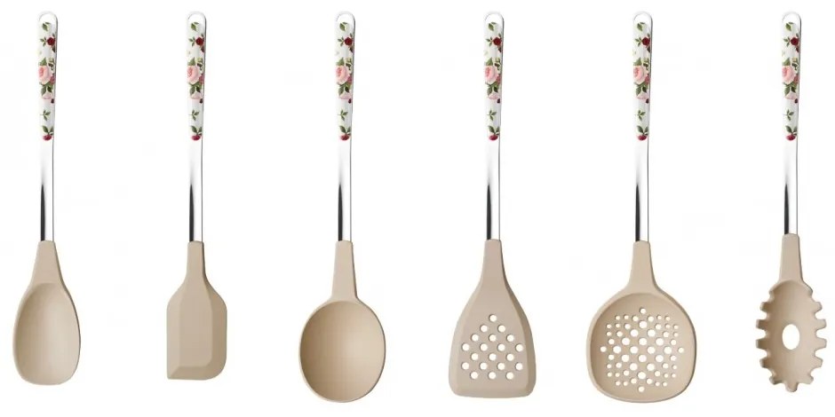 Set 6 Utensili da Cucina Roses Rosse e Rosa - Neva Posateria