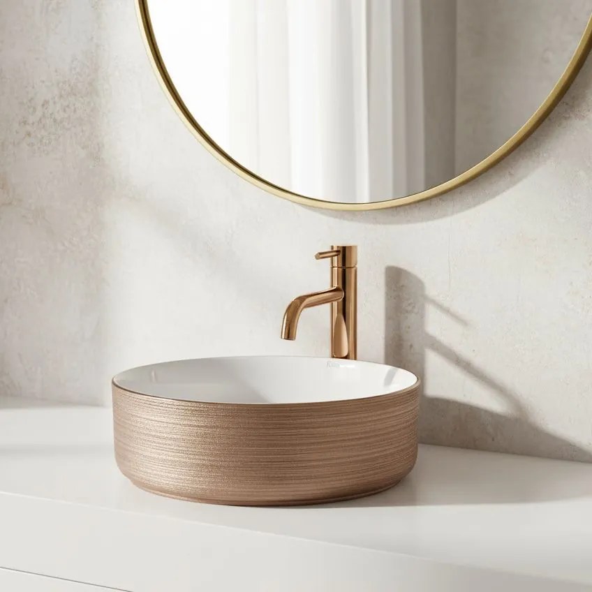 Lavabo da appoggio Rea Sami Brush Rose Gold