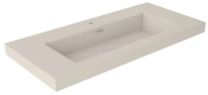 Lavabo da incasso con bordo a vista d'appoggio rettangolare vasca centrale Nantes L 101 x H 6 x P 46 cm in resina cotone