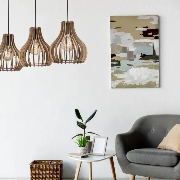 Lampadario a sospensione con filo TUCCI 3xE27/15W/230V quercia/nero