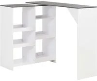 Tavolo da Bar con Scaffale Mobile Bianco 138x39x110 cm cod mxl 12492