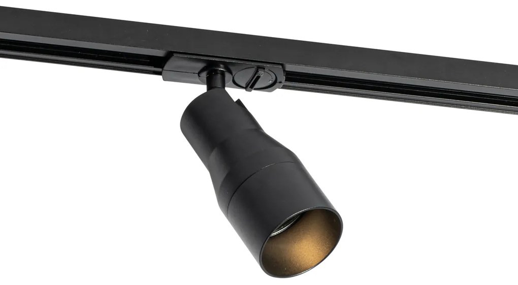 Sistema di illuminazione a binario moderno con 5 faretti neri monofase - Iconic Kohua