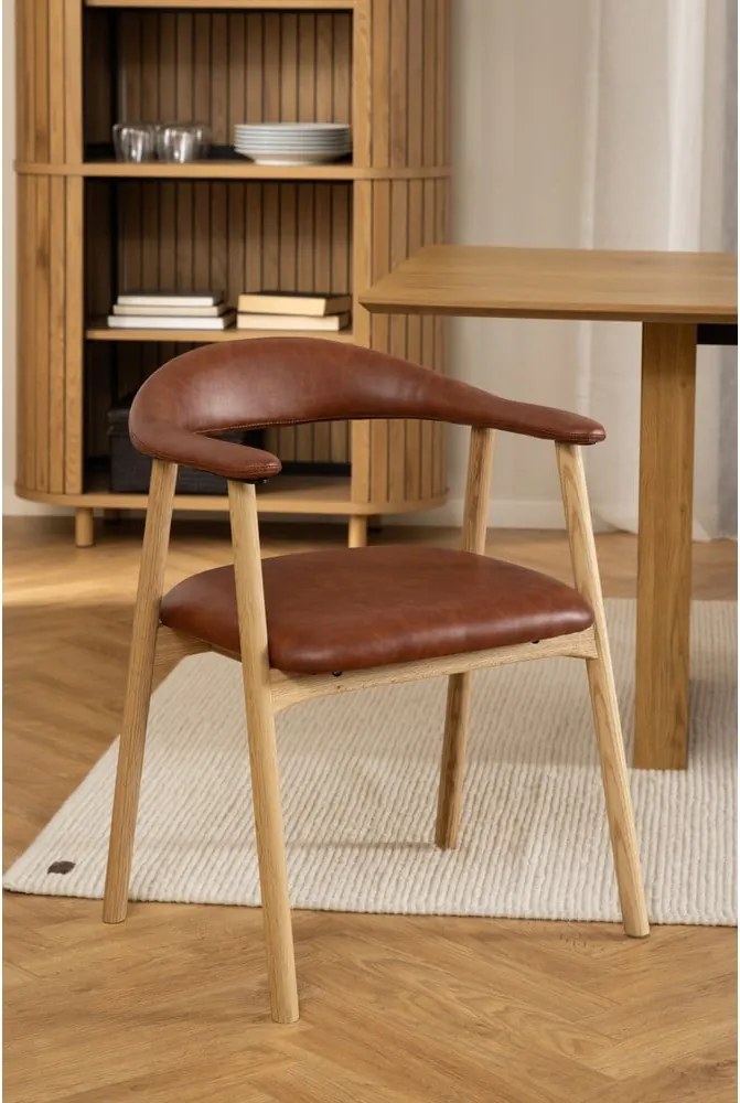 Sedia da pranzo marrone cognac/di colore naturale in similpelle Addi – Actona