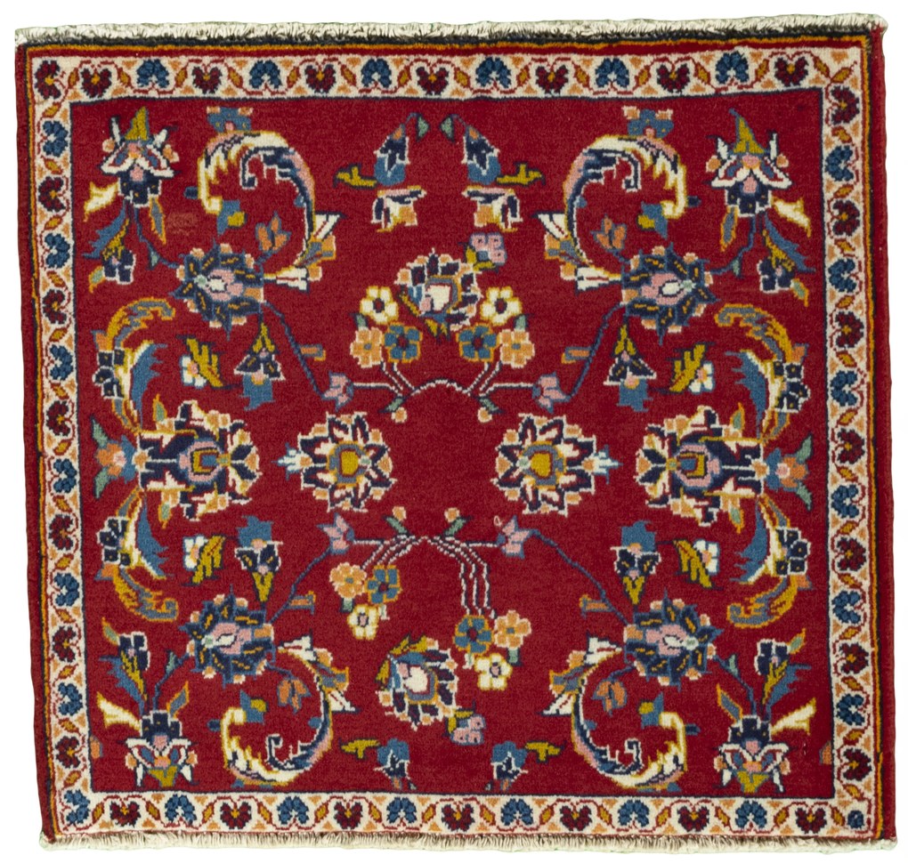 Kashan Tappeto 60 x 60 Rosso (Iran) Annodato A Mano