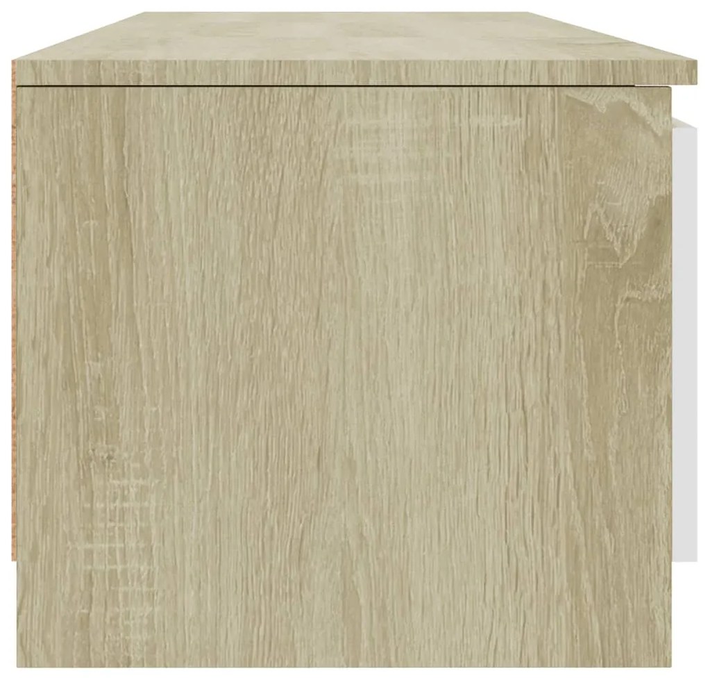 Mobile tv bianco rovere sonoma 140x40x35,5 cm legno multistrato