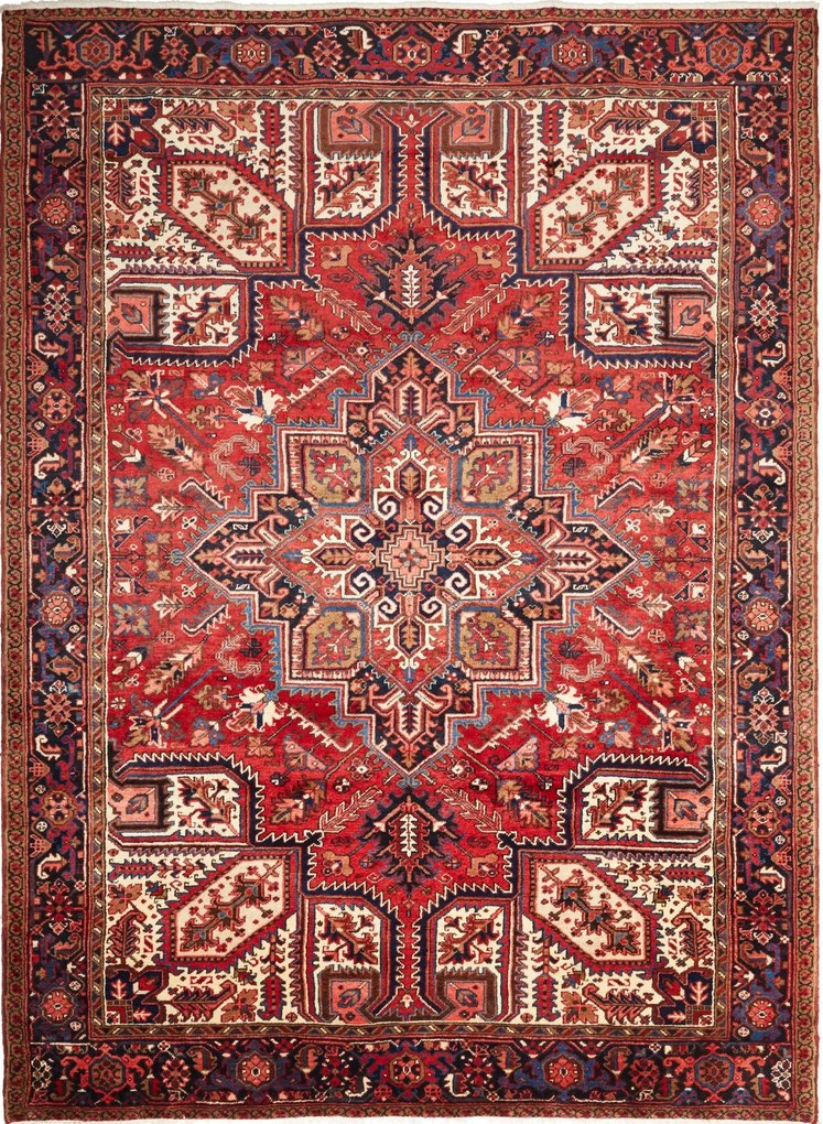 Heriz Tappeto 310x230 Rosso (Iran) Annodato A Mano