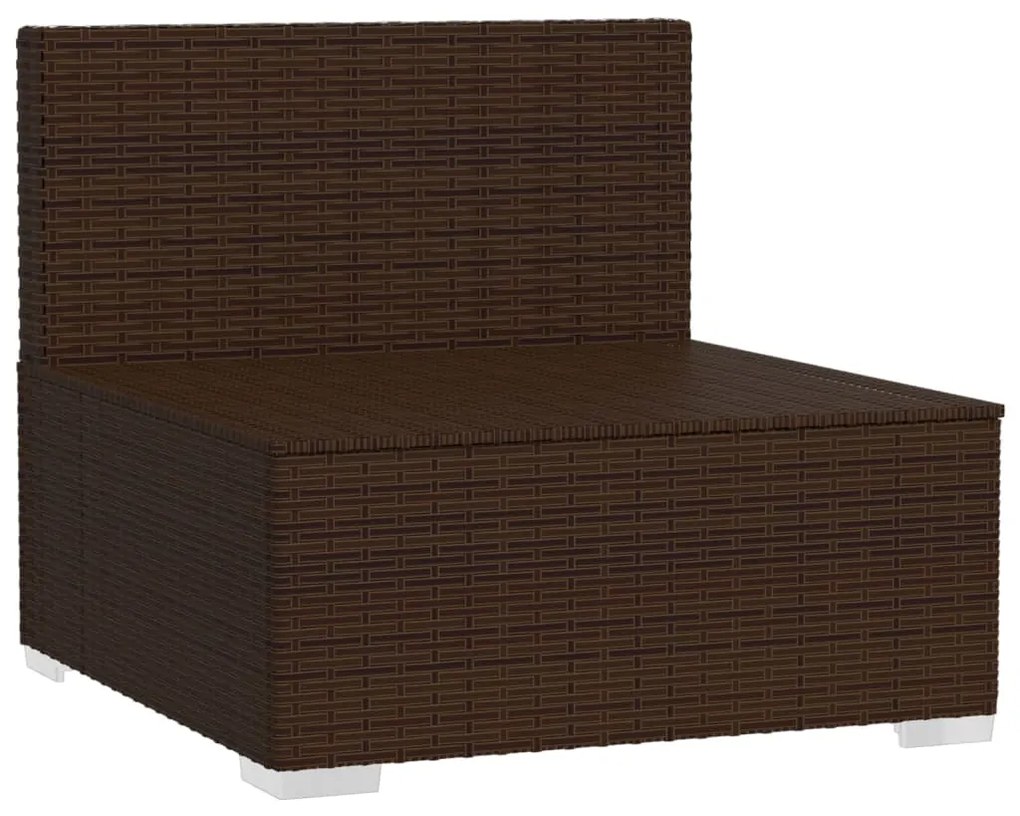 Divano a 4 posti con cuscini in polyrattan marrone