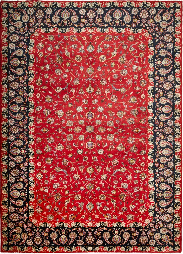 Kashan Tappeto persiano 350x250 Blu (Iran) Annodato A Mano