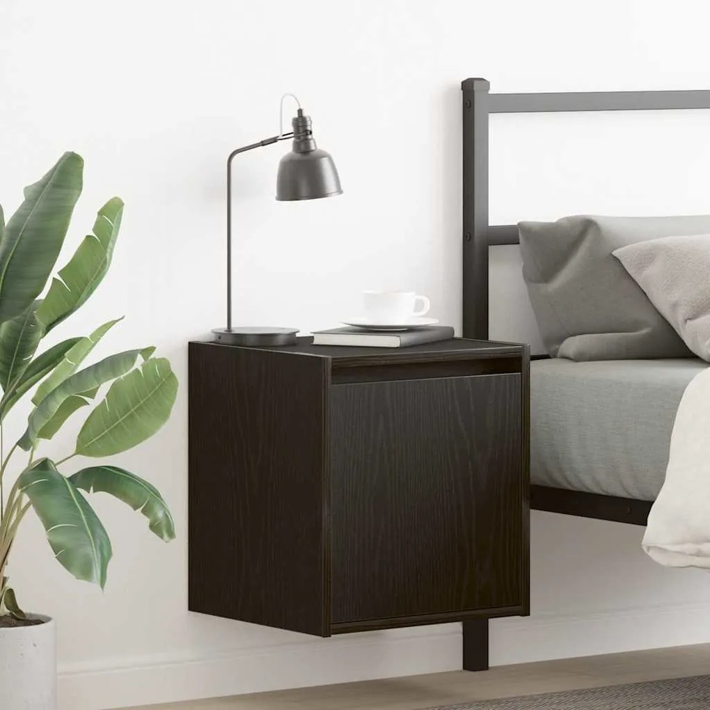 Comodini A Muro 2 Pz Rovere Nero 38x34x40 Cm /