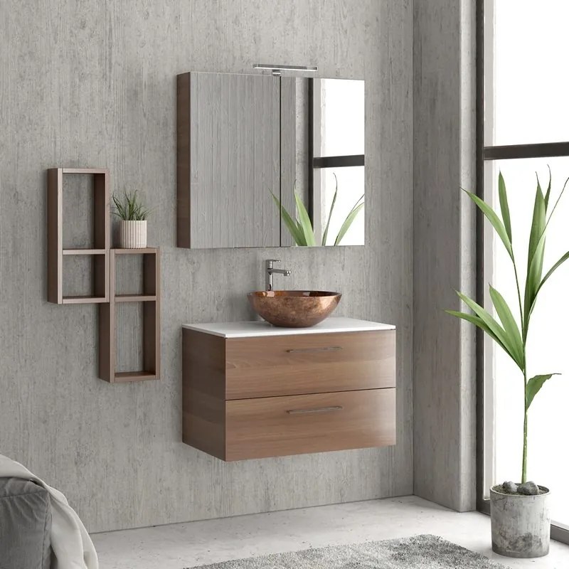 Composizione bagno sospesa con mobile da 80cm | EL-80B - KAMALU