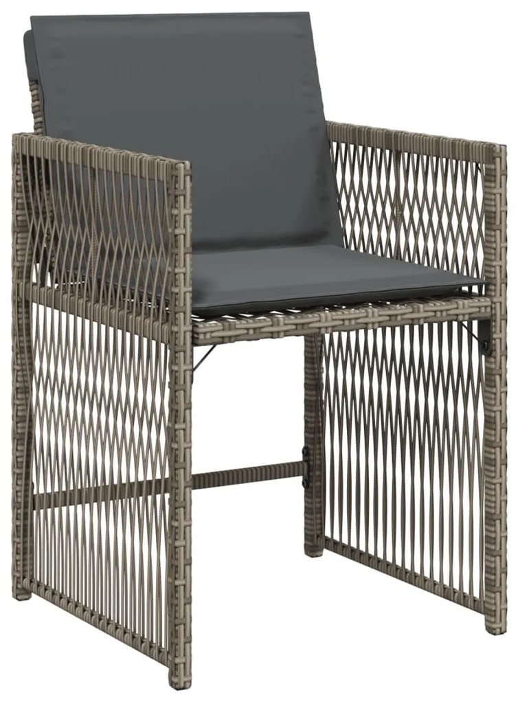 Sedie da giardino con cuscini 4pz grigio in polyrattan