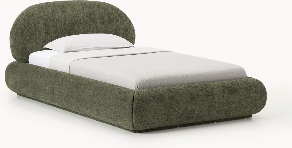 Letto imbottito in teddy bouclé con contenitore Alba
