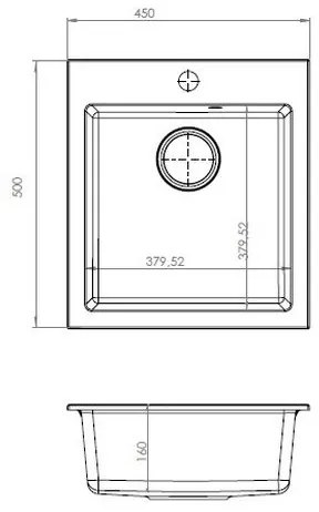 ALVEUS 1133432 - Lavello della cucina CORTINA 50x45 cm granito/nero