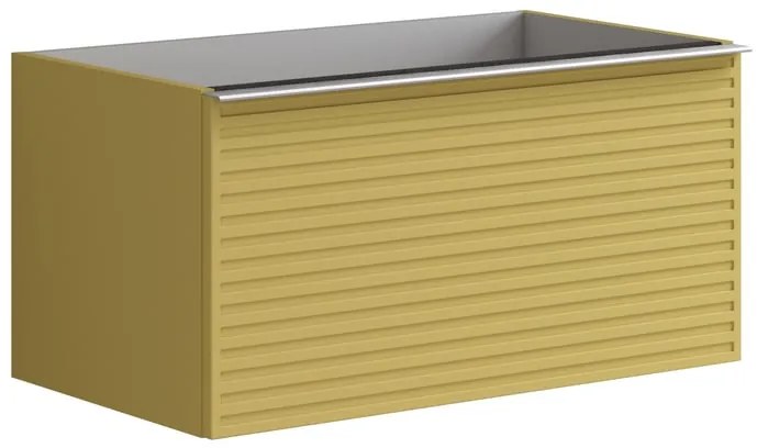 Mobile da bagno sospeso sotto lavabo L 80 x H 40 x P 45.5 cm giallo laccato opaco, 1 cassetto Pixel stripes