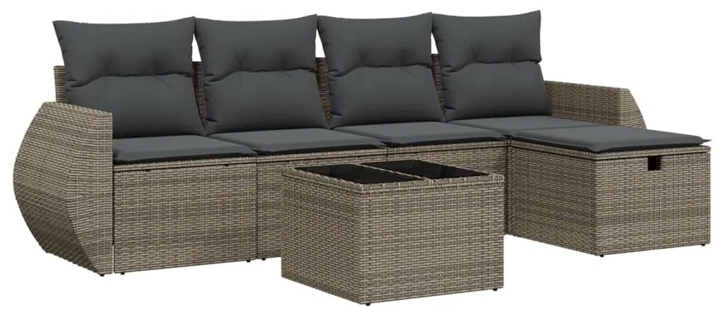 Set divano da giardino 6 pz con cuscini grigio in polyrattan