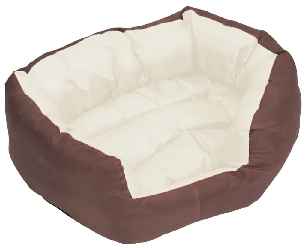 Cuscino per Cani Reversibile Lavabile Marrone Crema 65x50x20 cm