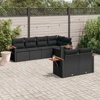 Set Divani da Giardino con Cuscini 7pz Nero Polyrattan 3226979