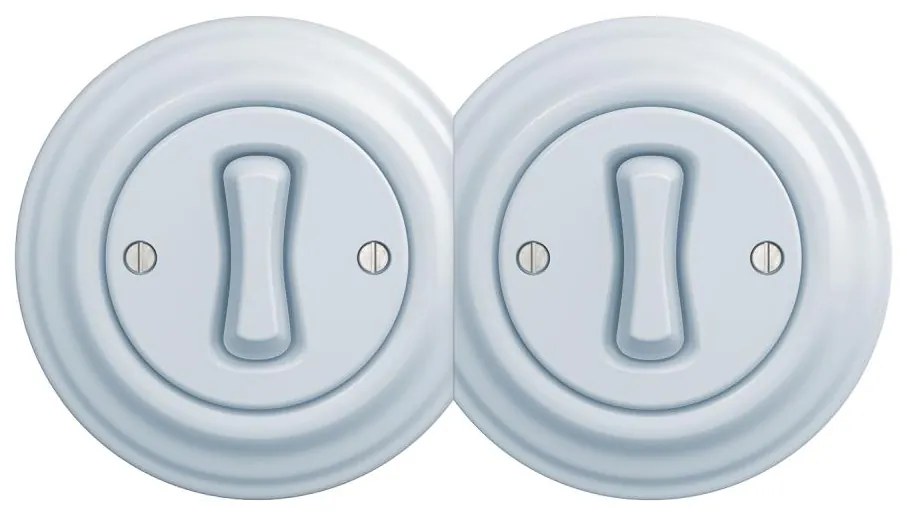 Kliklap - Interruttore doppio unipolare in stile retrò con placca n. 1, blu