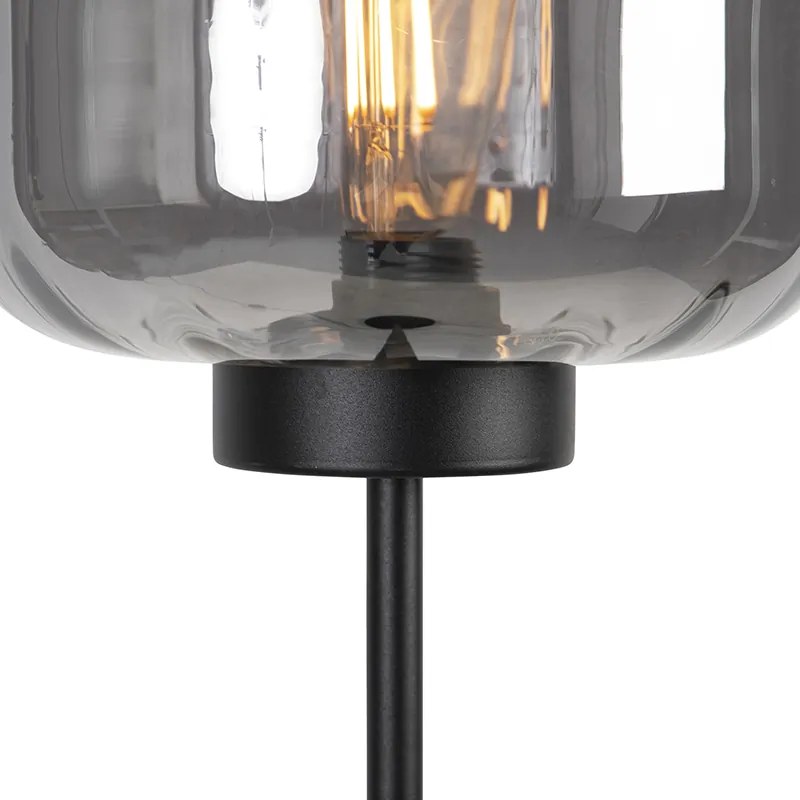 Lampada da terra di design nera con vetro fumé - Qara