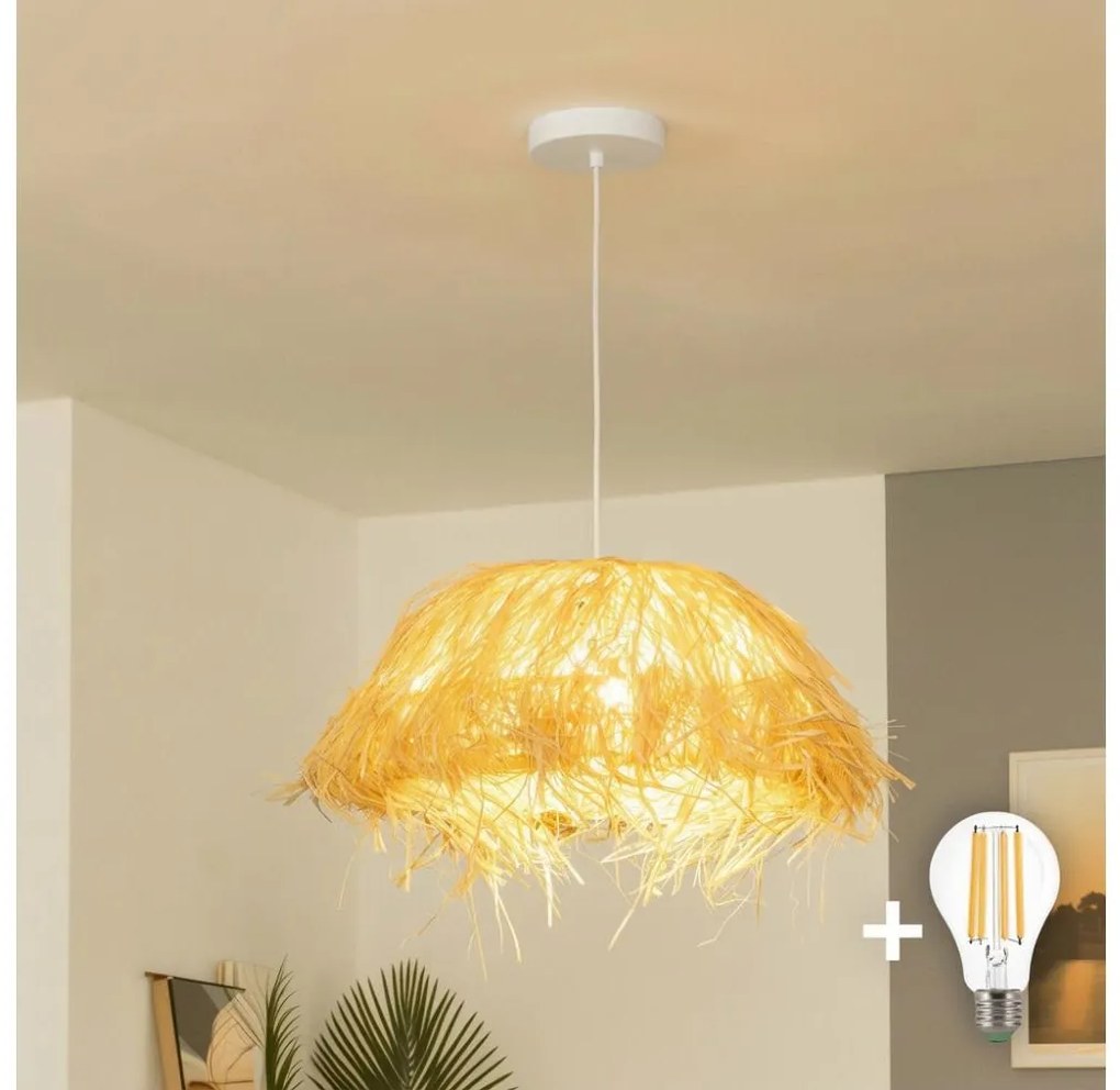 Brilagi - Lampadario LED sospeso con cavo CERIA BOHO 1xE27/40W/230V diam. 40 cm in rafia