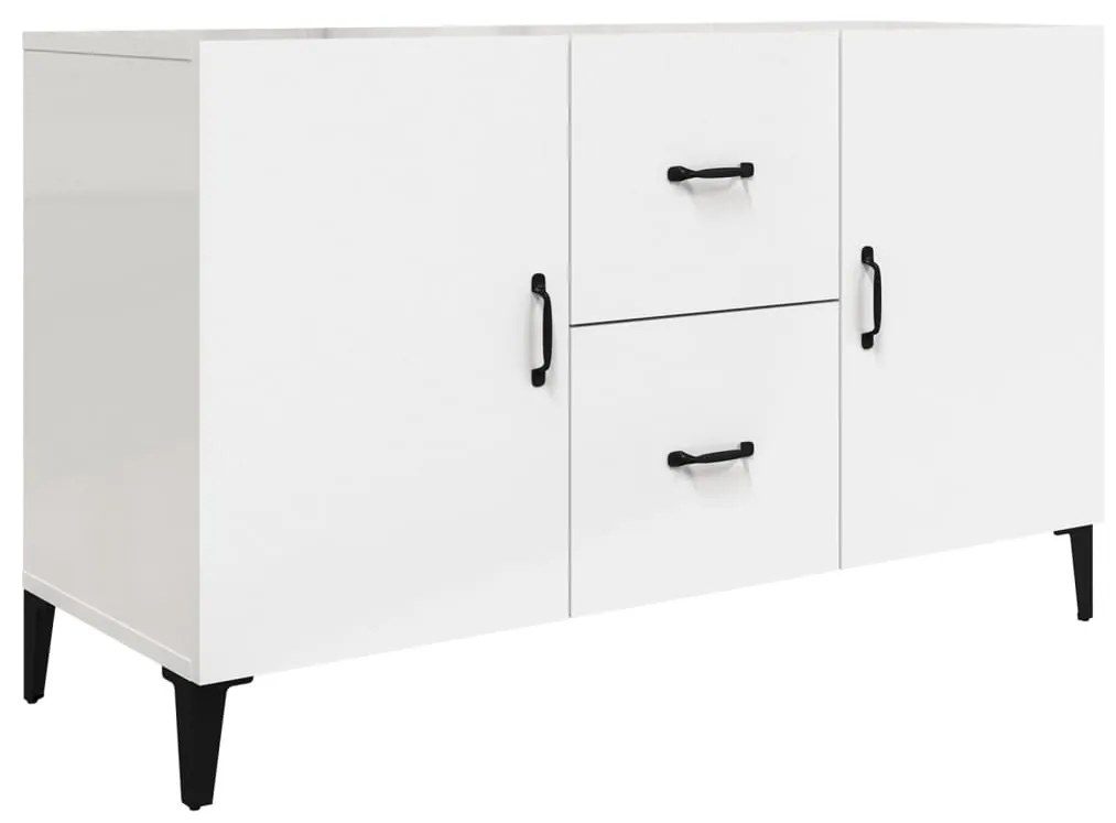 Credenza bianco lucido 100x36x60 cm in legno multistrato