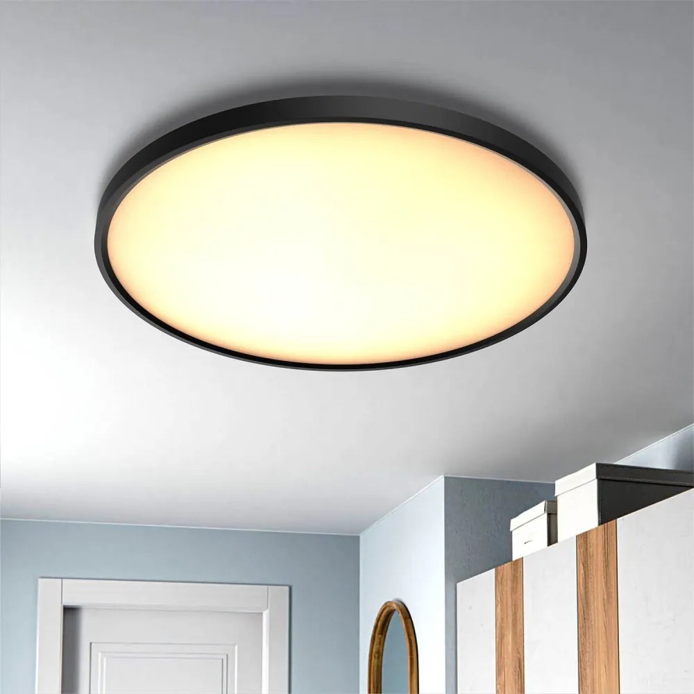 Plafoniera LED Rotonda 50W Slim CCT Bianco Variabile Ø600mm, IP20 - Nera Colore Bianco Variabile CCT