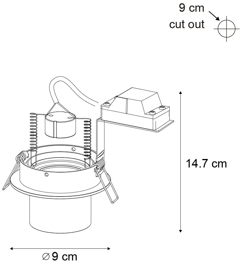 Set di 6 faretti da incasso moderni color canna di fucile GU10 50mm rotondi inclinabili - Installa