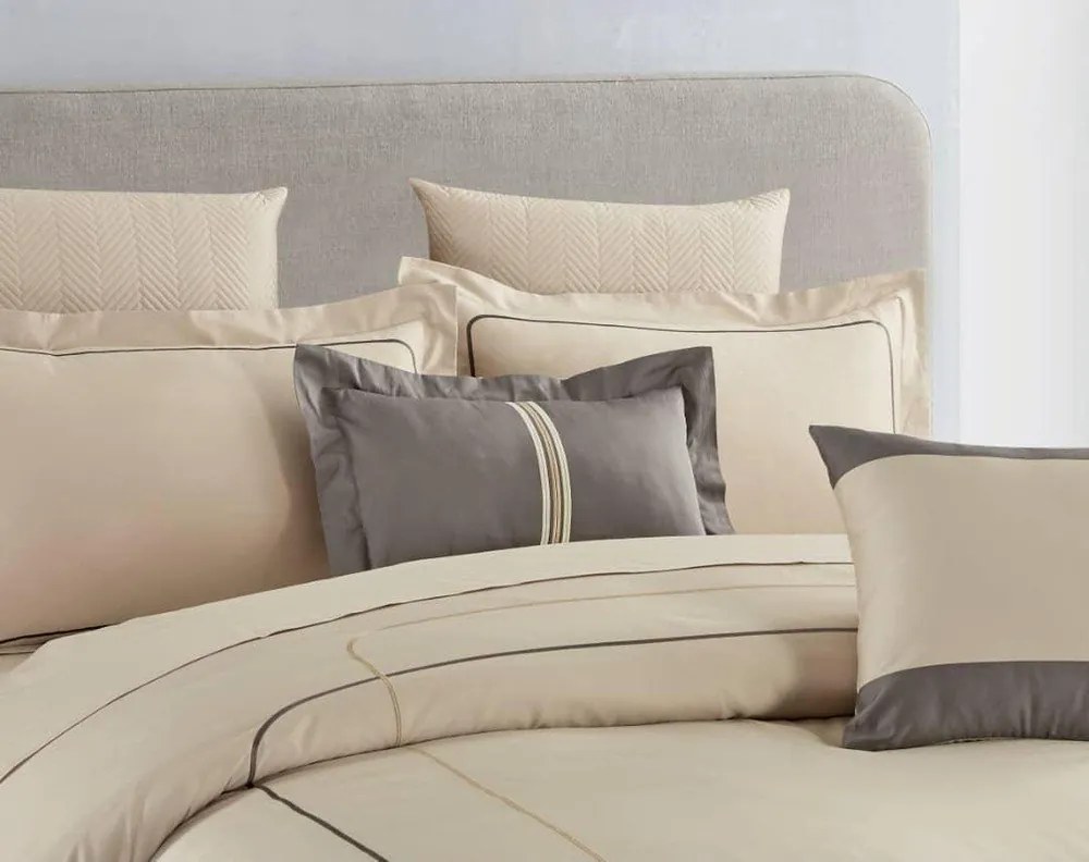 Set copripiumino e federa beige in cotone renforcé per letto singolo con lenzuolo incluso/6 pezzi 140x200 cm Calm of Lines – Mila Home Luxury