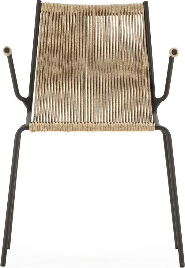 Sedie da pranzo in set beige in metallo con braccioli/impilabili 2 pz Emily – Marckeric