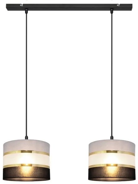 Lampadario a sospensione con filo HELEN 2xE27/15W/230V nero/grigio/oro