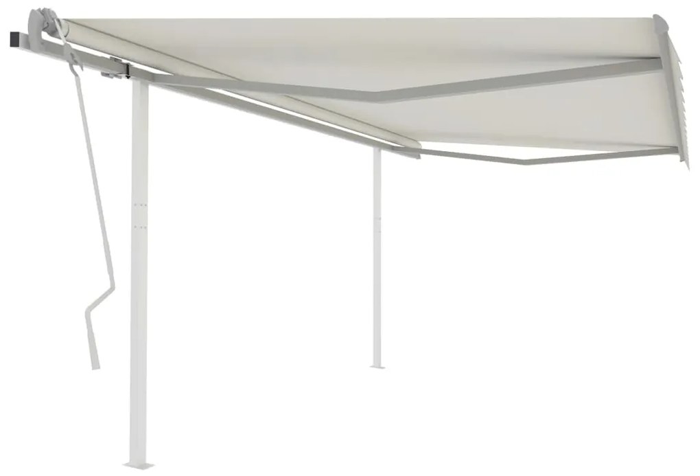 Tenda Da Sole Retrattile Manuale Con Pali 4,5x3,5 M Crema /