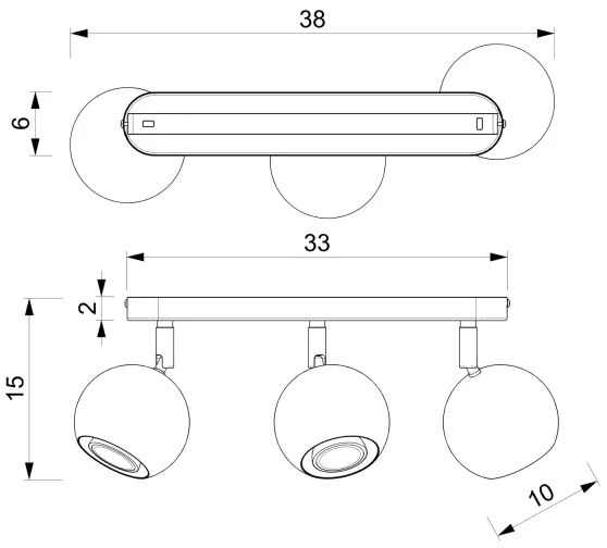 Luce Spot COMET 3xGU10/8W/230V nero/cromo lucido