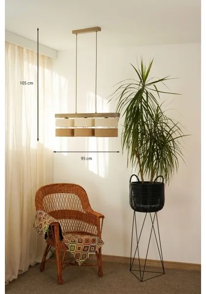 Brilagi - Lampadario a sospensione con filo FOREST 3xE27/15W/230V pino/beige/color crema