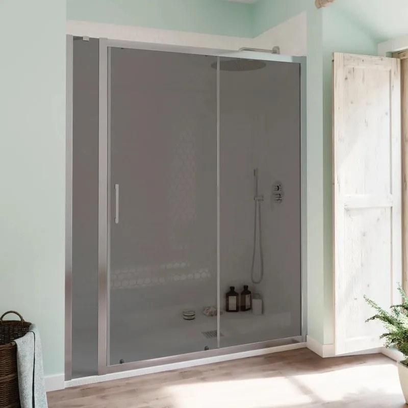 Pannello laterale per box doccia Bilbao L 50 x H 190cm, Sp. 6 mm vetro fumé profilo in alluminio cromato