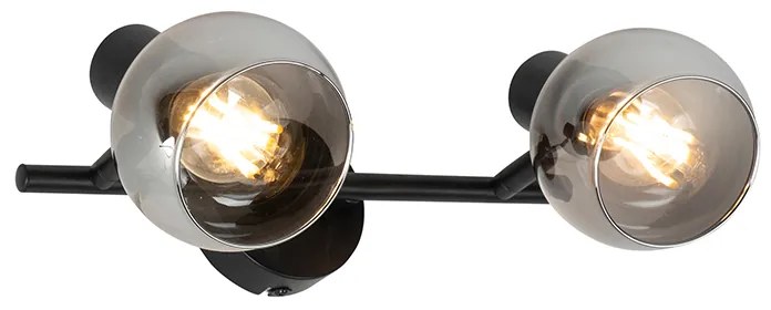 Plafoniera Art Déco nera con vetro fumé 2 luci - Vidro