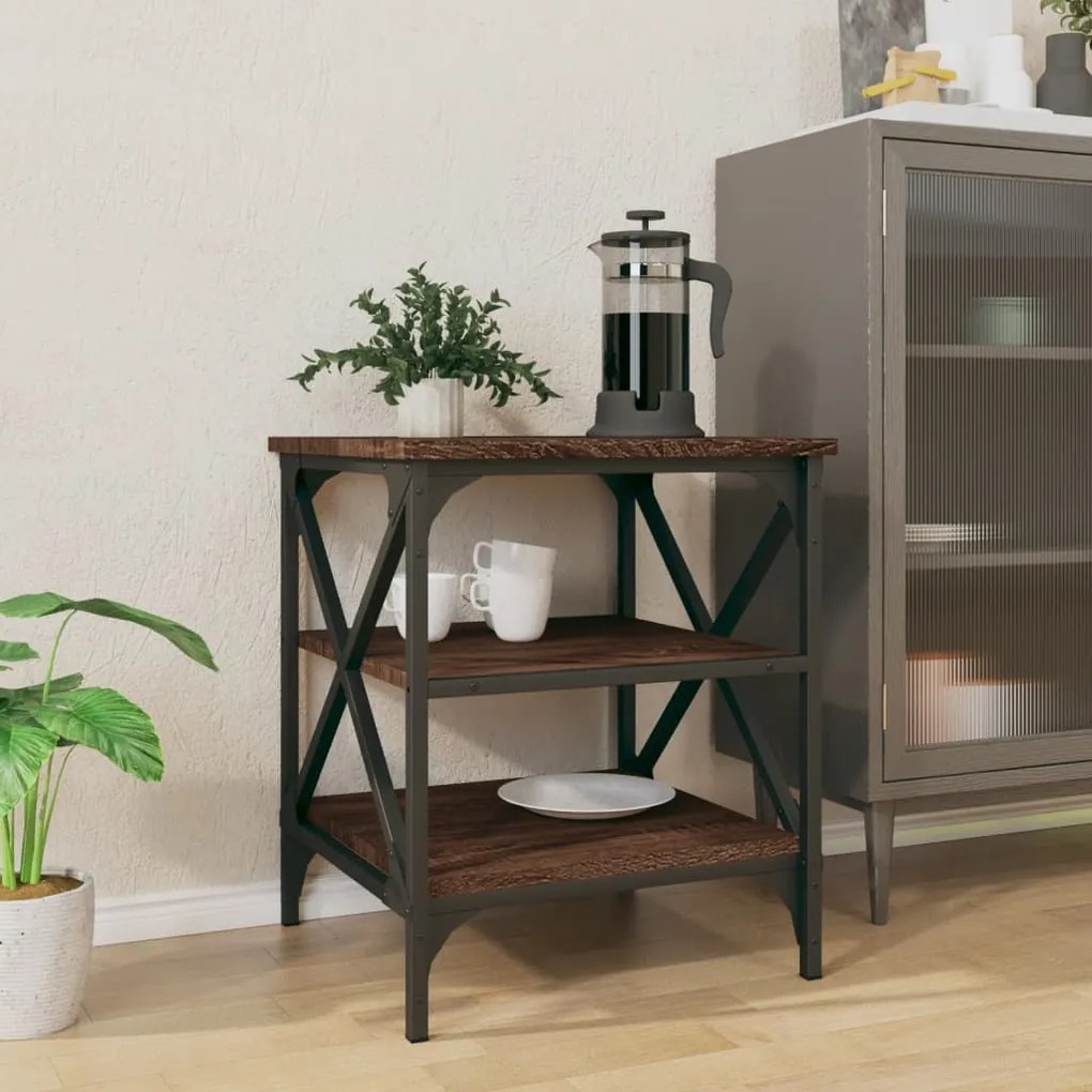 Tavolino da salotto rovere marrone 40x42x50cm legno multistrato