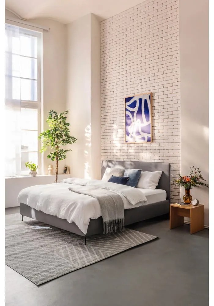 Letto matrimoniale imbottito grigio con rete inclusa 160x200 cm Noira Slim – Bonami Selection