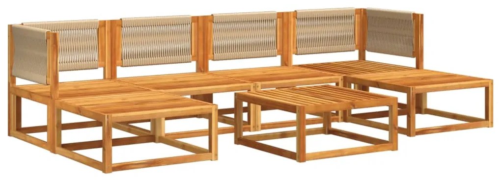 Set divano da giardino 7 pz con cuscini legno massello acacia