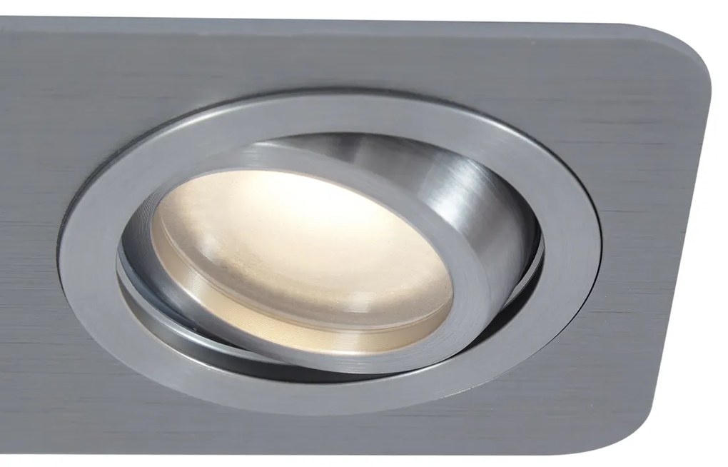 Set di 6 faretti da incasso arrotondati color canna di fucile GU10 50mm regolabili IP44 2 luci - Alberto