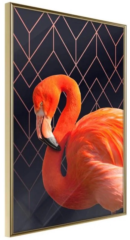 Poster  Orange Flamingo  Cornice Quadri Cornice d'oro, Larghezza x Altezza Home decor 30x45