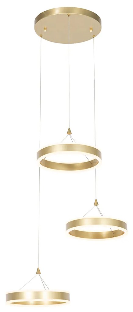 Lampada a sospensione rotonda in ottone con LED a 3 step dimmerabile 3 luci - Lyani