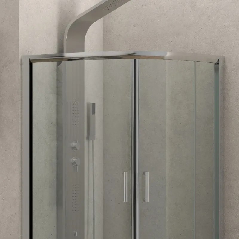 Kamalu - Box doccia semicircolare 80x80 altezza 180cm vetro trasparente | K400