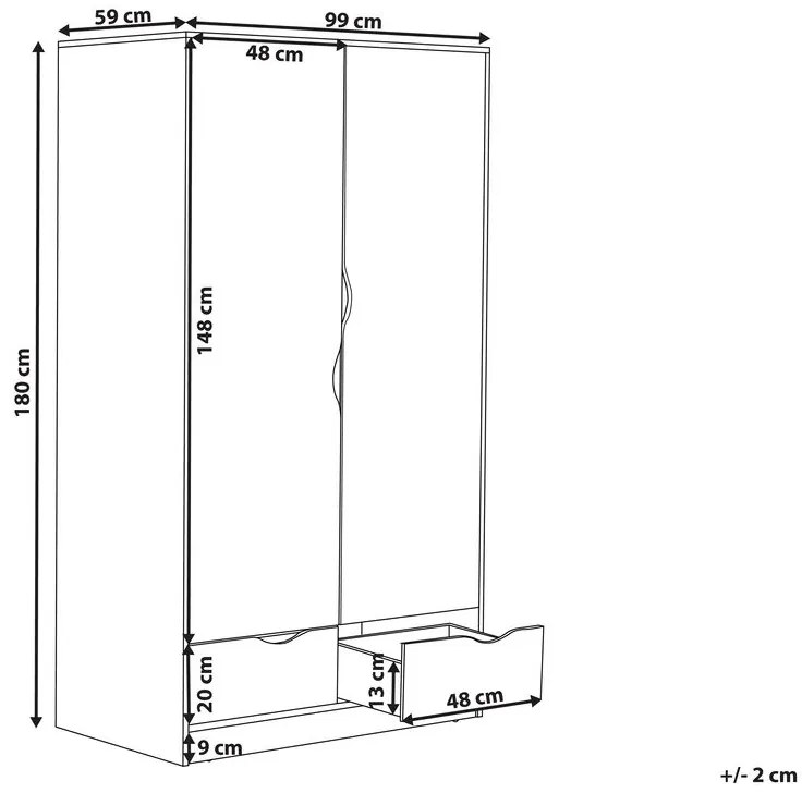 Armadio a 2 ante bianco 180 cm BREMEN Beliani