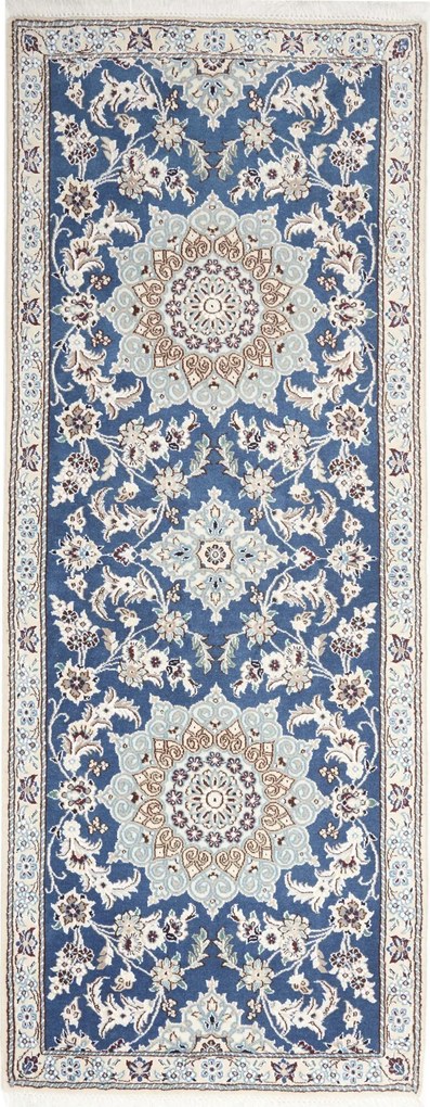 Nain Tappeto 200x80 Blu (Iran) Annodato A Mano