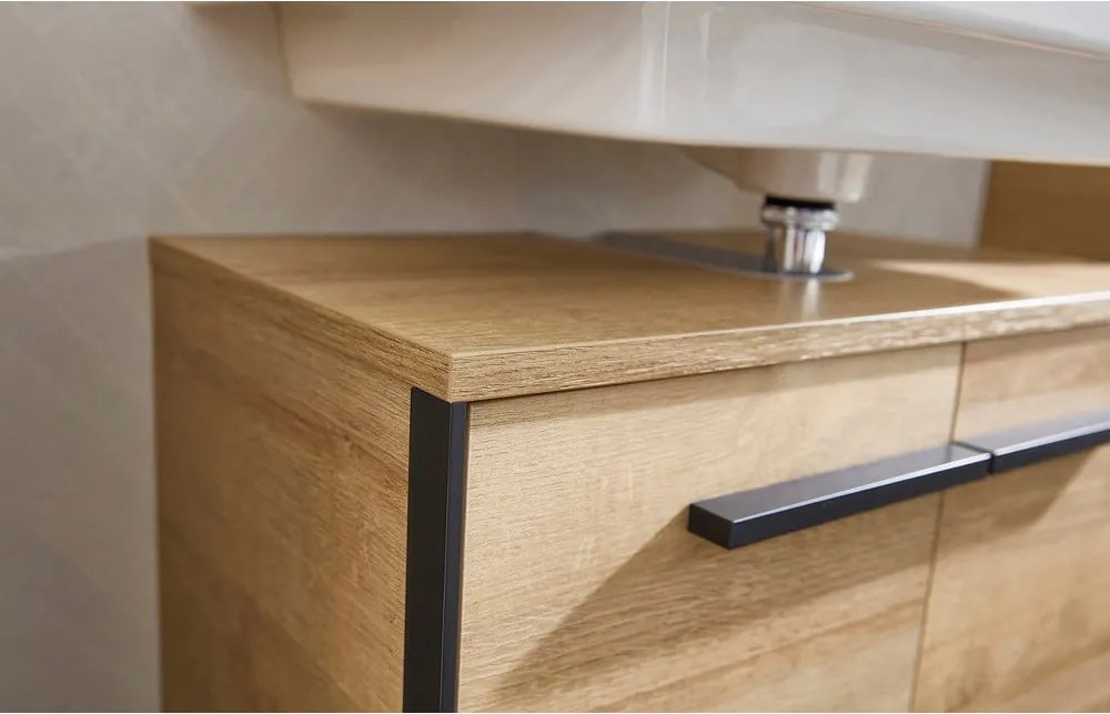 Mobile da lavabo di colore naturale con effetto rovere da appendere 53x60 cm Quickset 395 – Pelipal